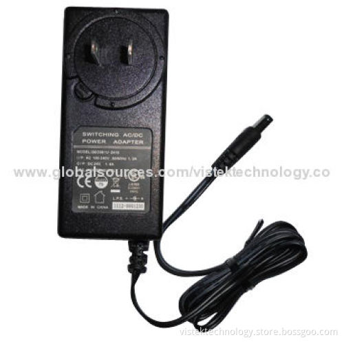 24V/1.6A AC/DC Wall Switching Adapter, 100-240V AC Input